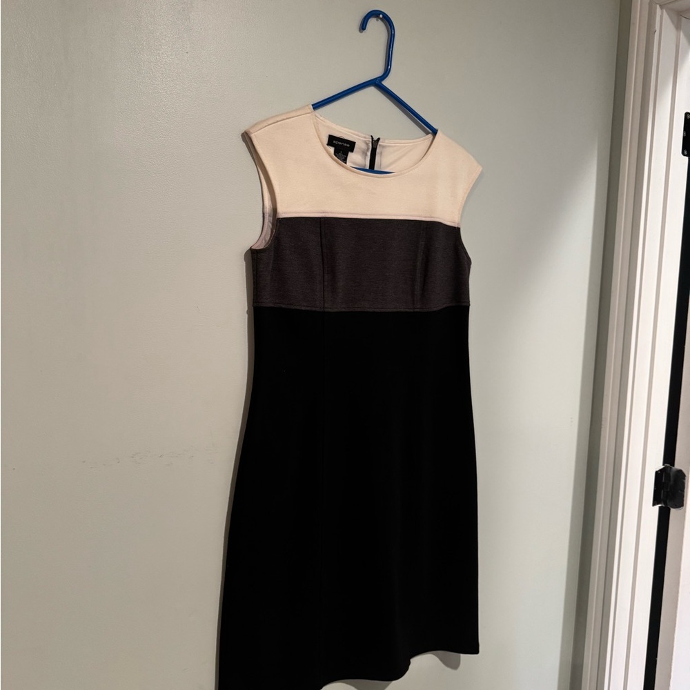 Spense Elegant Black and Cream Mini Dress